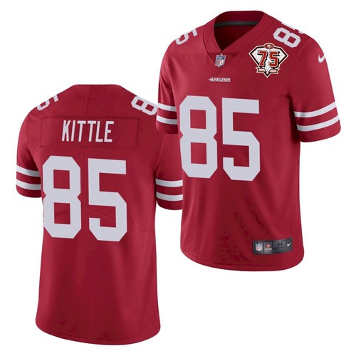 Men's San Francisco 49ers #85 George Kittle 2021 Red NFL 75th Anniversary Vapor Untouchable Stitched Jersey
